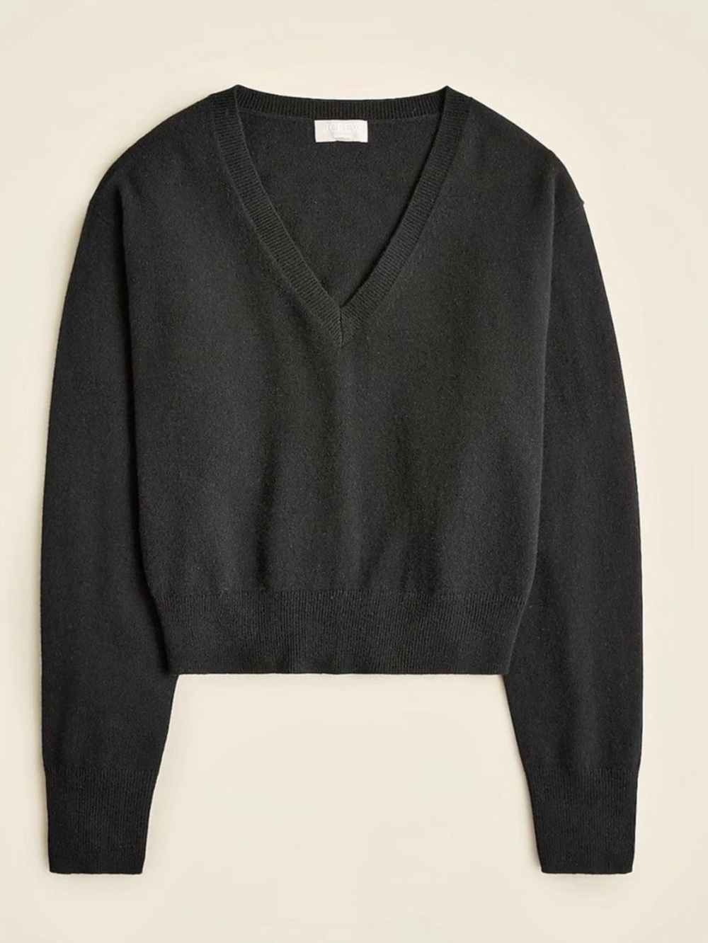 J.Crew Cashmere Relaxed V-Neck Sweater Black Small